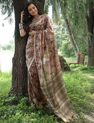 Brown silk blend tussar saree 2