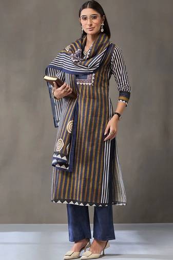 formal women printed kurta with palazzos with dupatta