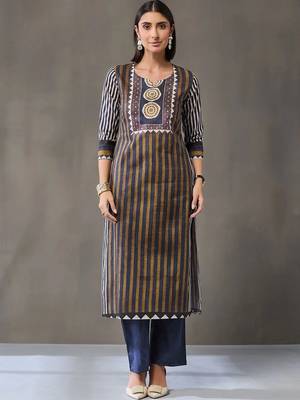 formal women printed kurta with palazzos with dupatta 3