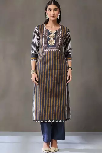 formal women printed kurta with palazzos with dupatta