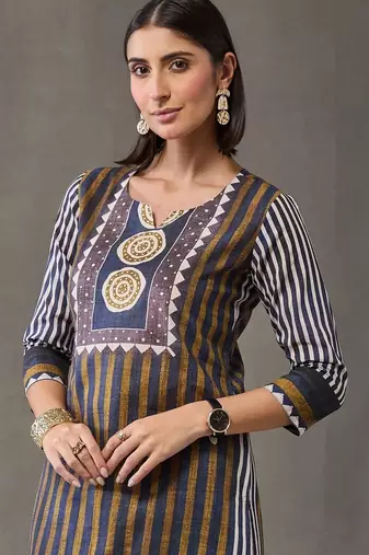 formal women printed kurta with palazzos with dupatta
