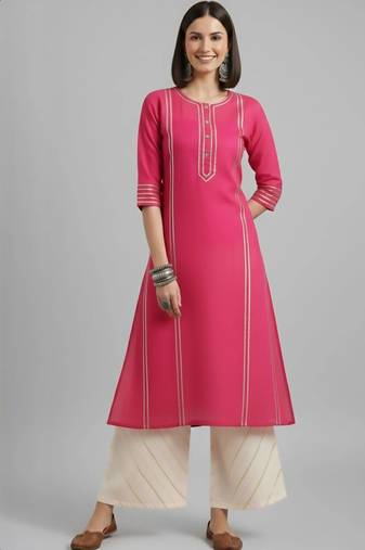 women striped regular cotton kurta with palazzos