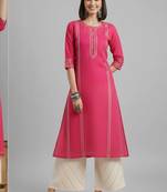 women striped regular cotton kurta with palazzos
