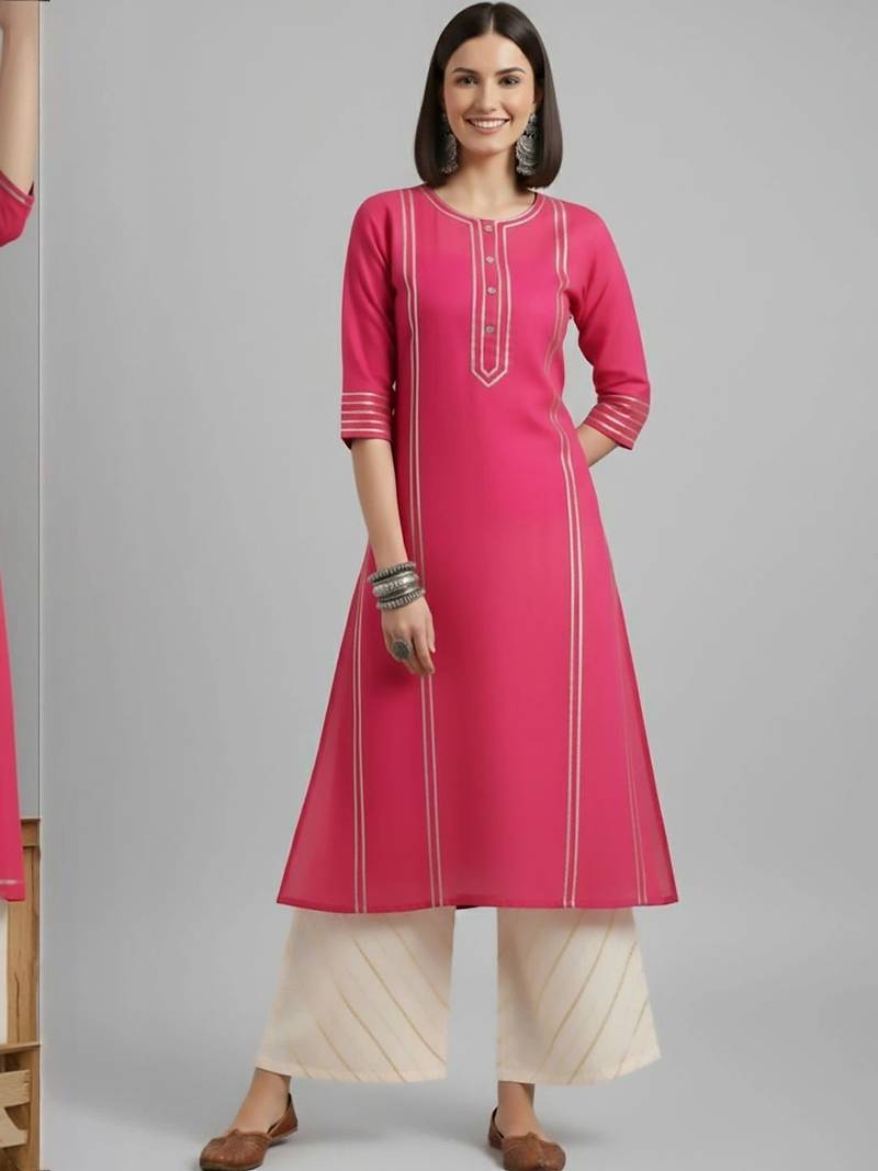 women striped regular cotton kurta with palazzos
