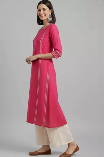 women striped regular cotton kurta with palazzos