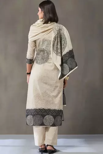 structured women printed kurta with trousers with dupatta