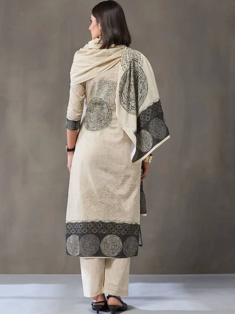 structured women printed kurta with trousers with dupatta