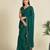 green green & silver-toned embellished satin saree