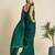 green green & silver-toned embellished satin saree