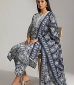 workwear women printed kurta with trousers with dupatta