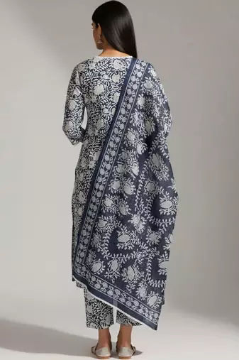 workwear women printed kurta with trousers with dupatta