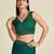 green green & silver-toned embellished satin saree