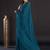 teal teal & gold-toned embellished satin saree