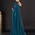 teal teal & gold-toned embellished satin saree