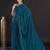 teal teal & gold-toned embellished satin saree