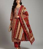 workwear women printed kurta with trousers with dupatta