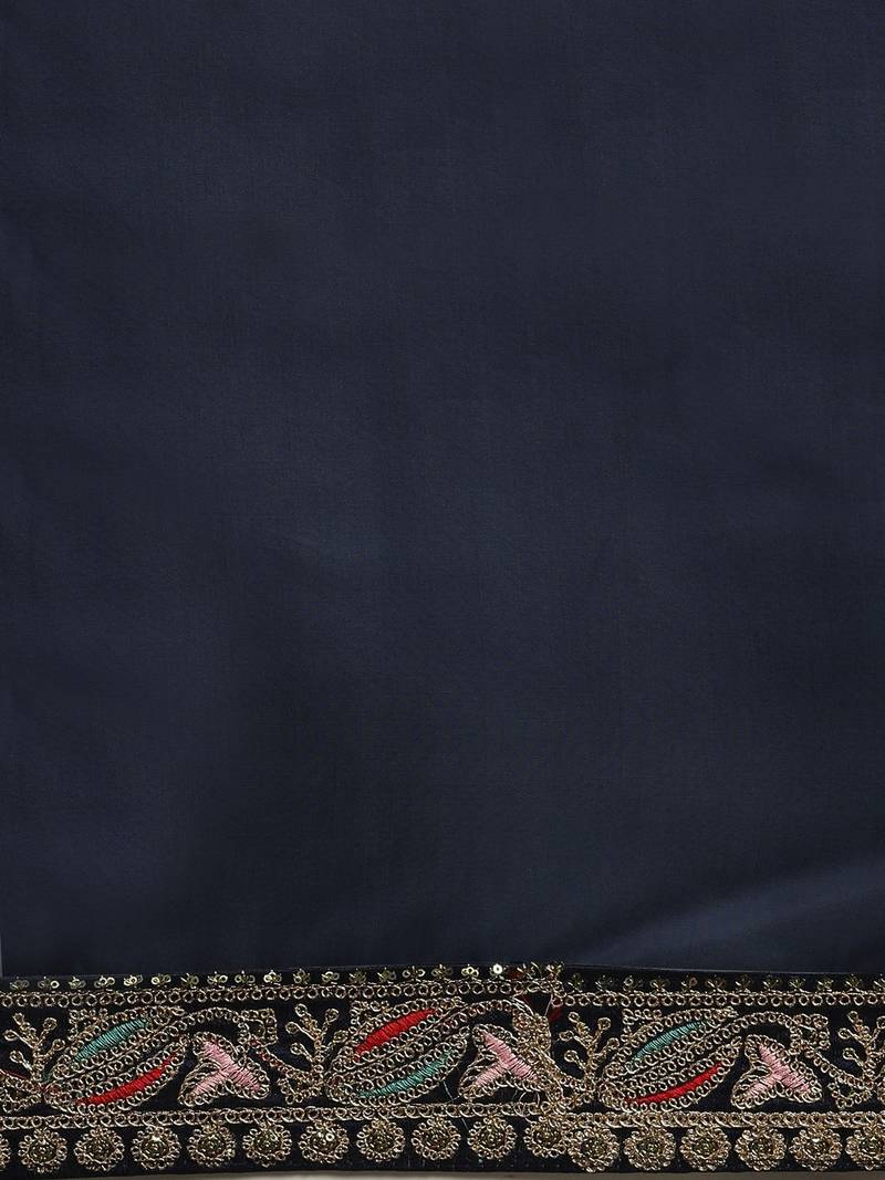 navy_blue navy blue sequinned embroidered border organza saree