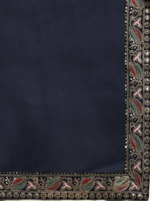 navy_blue navy blue sequinned embroidered border organza saree 4