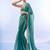 teal sequinned organza saree with blouse piece