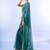 teal sequinned organza saree with blouse piece