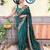 green green & pink floral sequinned saree