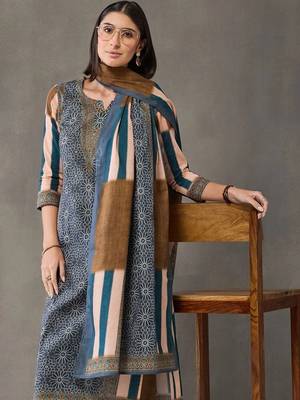 smart women printed kurta with trousers with dupatta 2