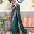 green green & pink floral sequinned saree