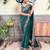 green green & pink floral sequinned saree