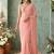 peach sequinned poly georgette saree