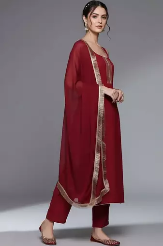 everyday workwear women kurta with trousers with dupatta