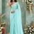 turquoise embroidered poly georgette saree