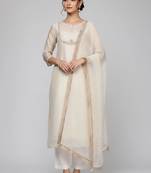 workwear women embroidered kurta with trousers with dupatta