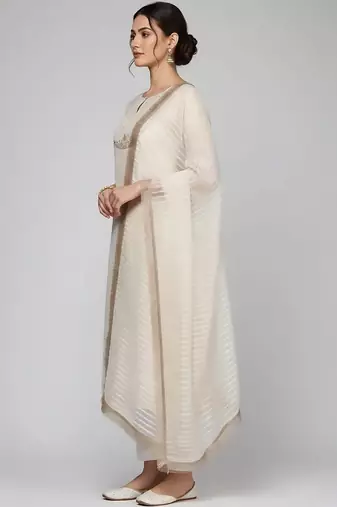 workwear women embroidered kurta with trousers with dupatta