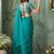 teal embellished sequinned poly georgette saree