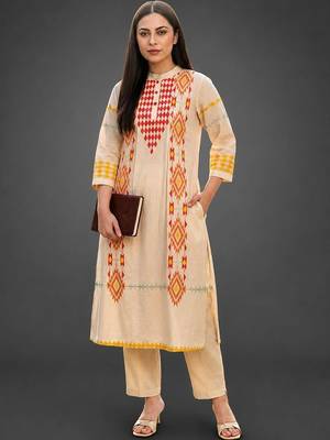 tailored women printed kurta with trousers 1