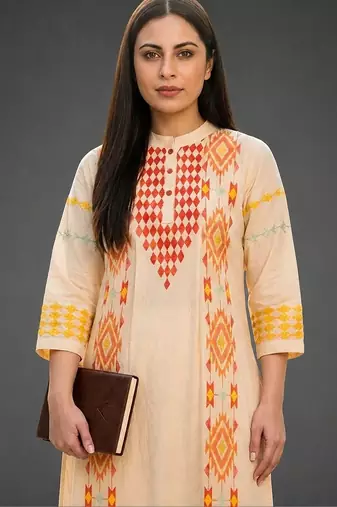 tailored women printed kurta with trousers