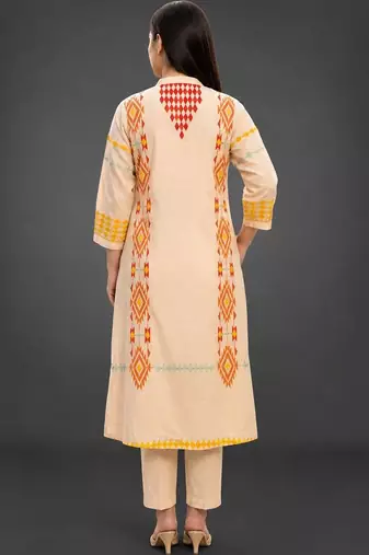 tailored women printed kurta with trousers