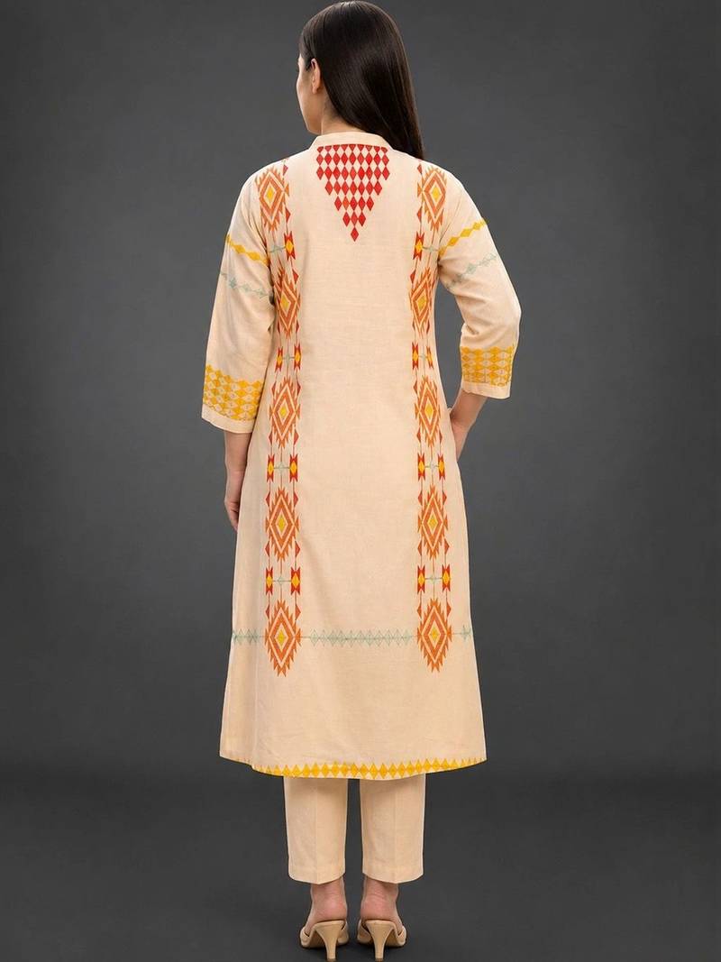tailored women printed kurta with trousers