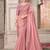 Pink women solid embroidered satin designer saree