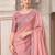 Pink women solid embroidered satin designer saree