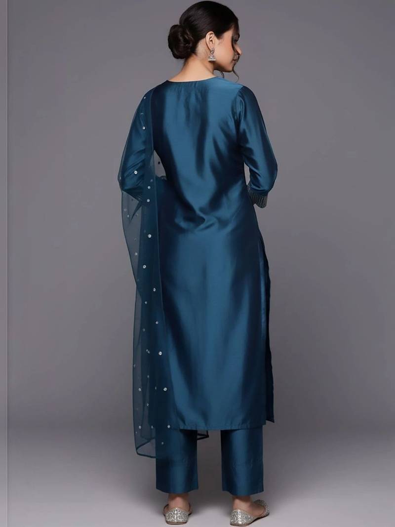 tailored women embroidered kurta with trousers with dupatta