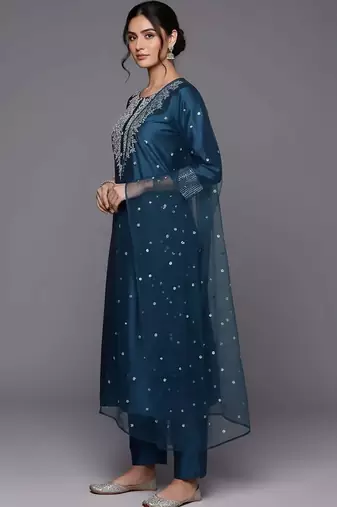 tailored women embroidered kurta with trousers with dupatta