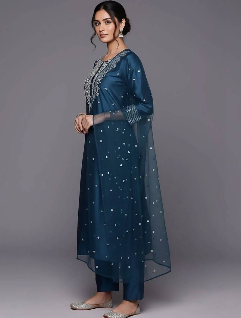 tailored women embroidered kurta with trousers with dupatta