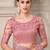 Pink women solid embroidered satin designer saree