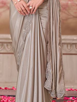 silver embellished sequinned satin saree 5