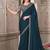 teal embellished sequinned satin saree