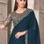 teal embellished sequinned satin saree