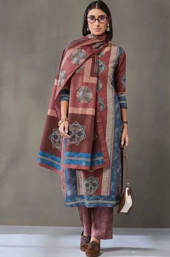 formal women printed kurta with palazzos with dupatta
