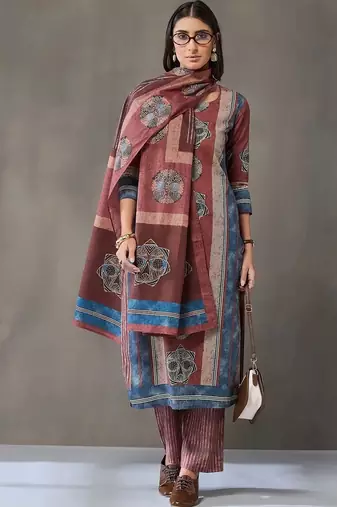 formal women printed kurta with palazzos with dupatta