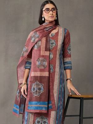 formal women printed kurta with palazzos with dupatta 2